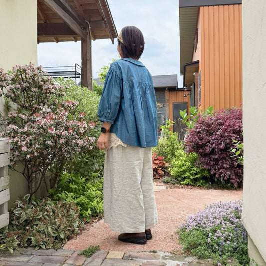 くしゅっと虹色シャンブレーブラウス