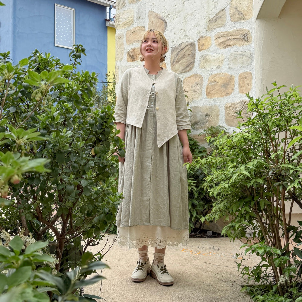 綿麻アシンメトリーベスト