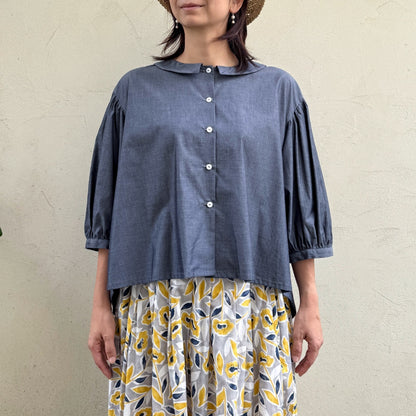 くしゅっと虹色シャンブレーブラウス