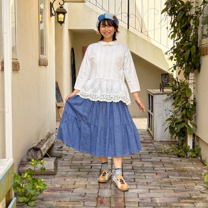 三角マチパッチワークのリバーシブルスカート